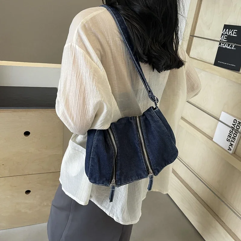 Solid Zipper Denim Versatile S - Women'S Bags New Look recension och pris