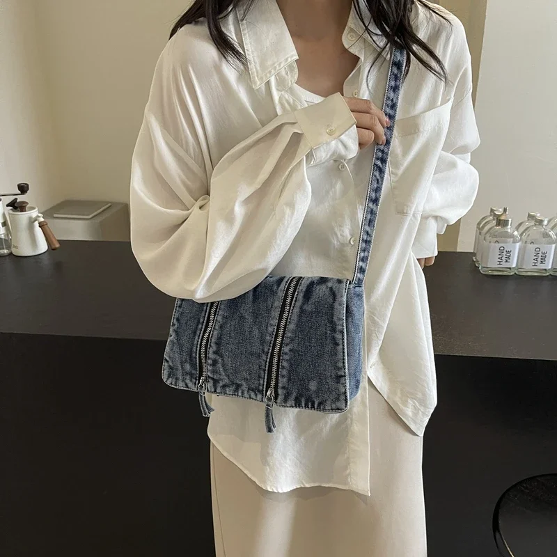 Solid Zipper Denim Versatile S - Women'S Bags New Look recension och pris