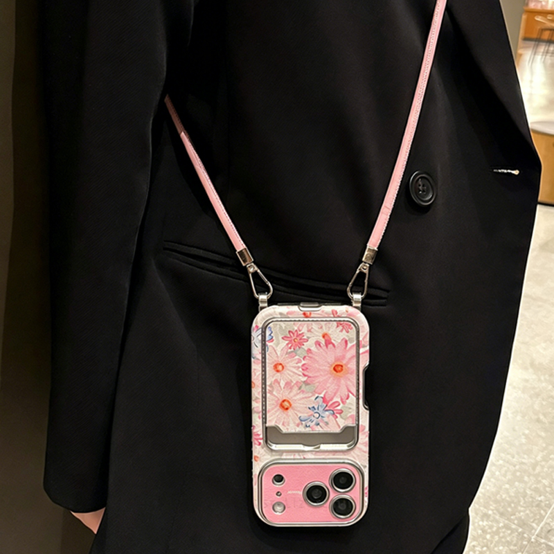 Pink Floral Faux Leather Textu - Phone Bag Crossbody recension och pris